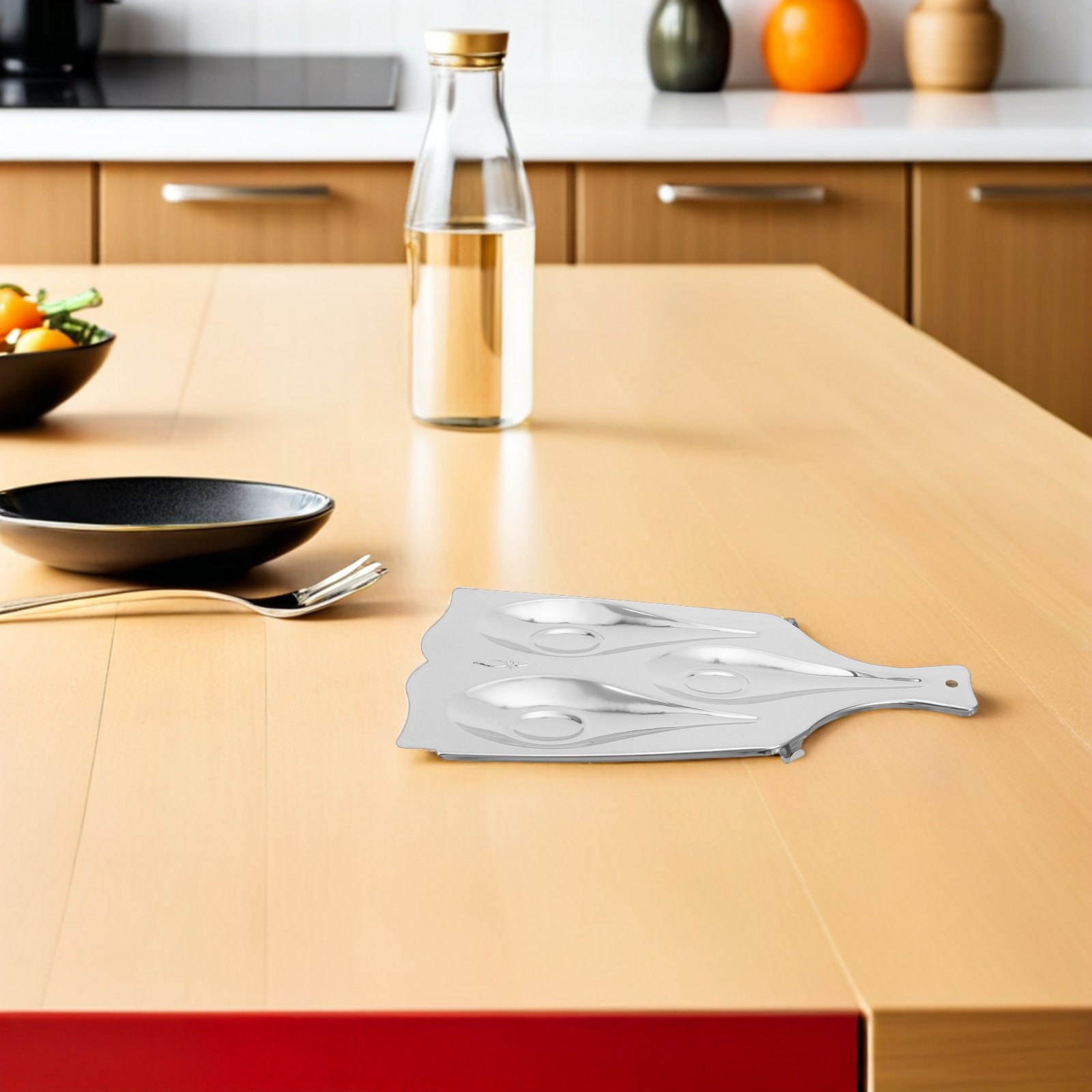 Kitchen Appliances Shelves - Repose-cuillère à trois compartiments en acier