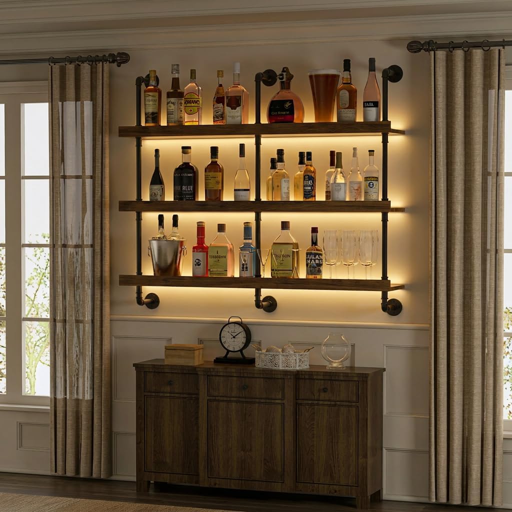 Étagère à vin murale avec écla - Kitchen Appliances Shelves avis et prix