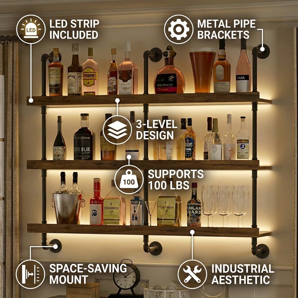 Étagère à vin murale avec écla - Kitchen Appliances Shelves avis et prix